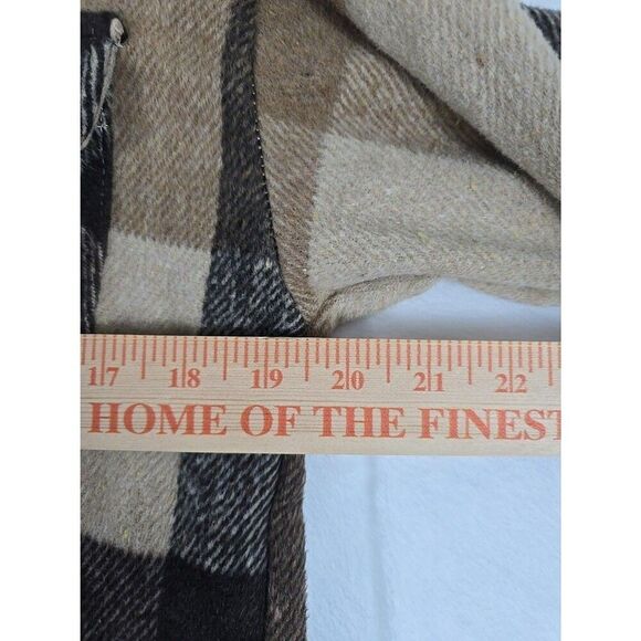 Plaid Snap-Front Men’s Jacket Brown Cotton Blend 2XL Check Pattern Shacket - Picture 9 of 9